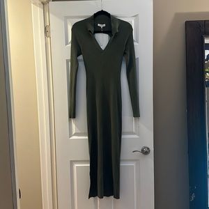 Brand New Emory Park Olive Knit Midi Dress- Open Back